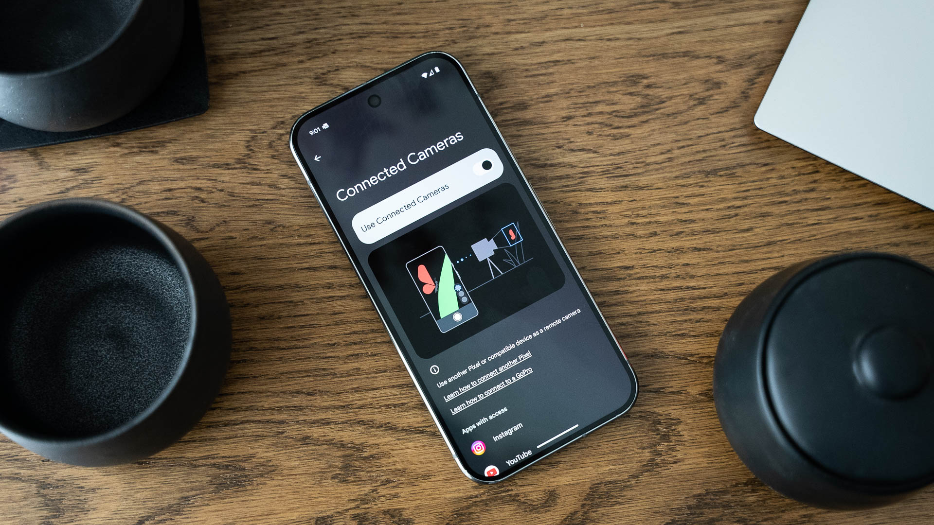 Google Pixel Connected Cameras audio controls update with redesigned interface
