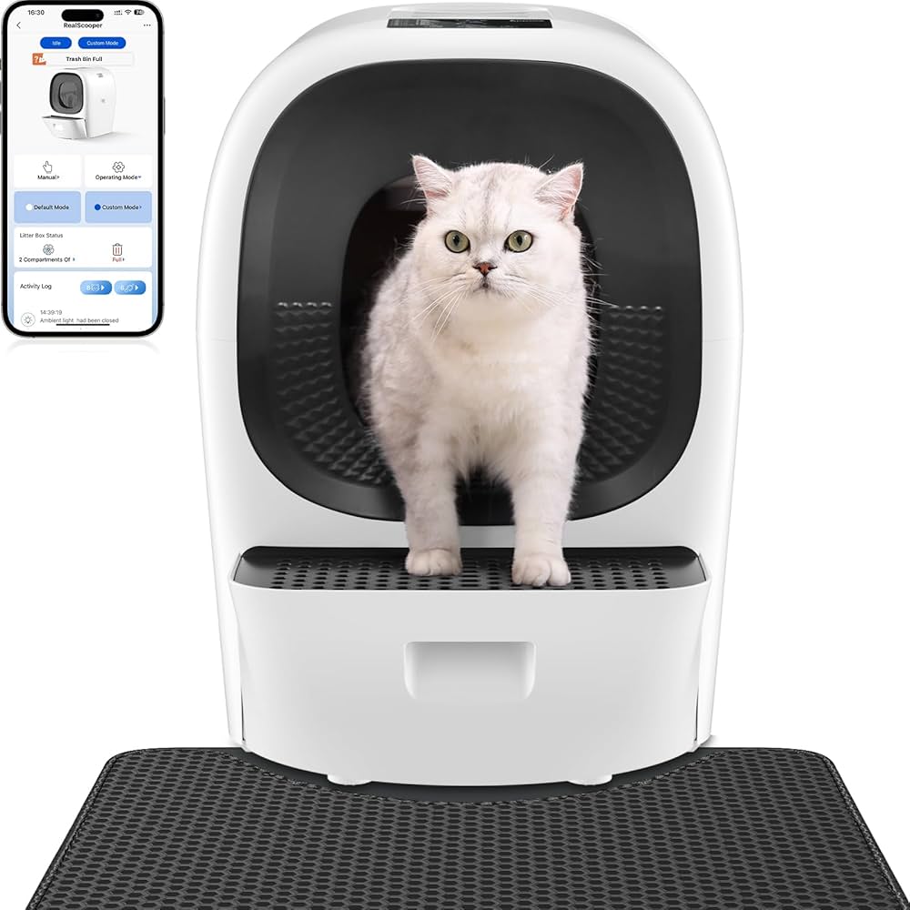 AI analyzing cat litter box data to monitor waste and health