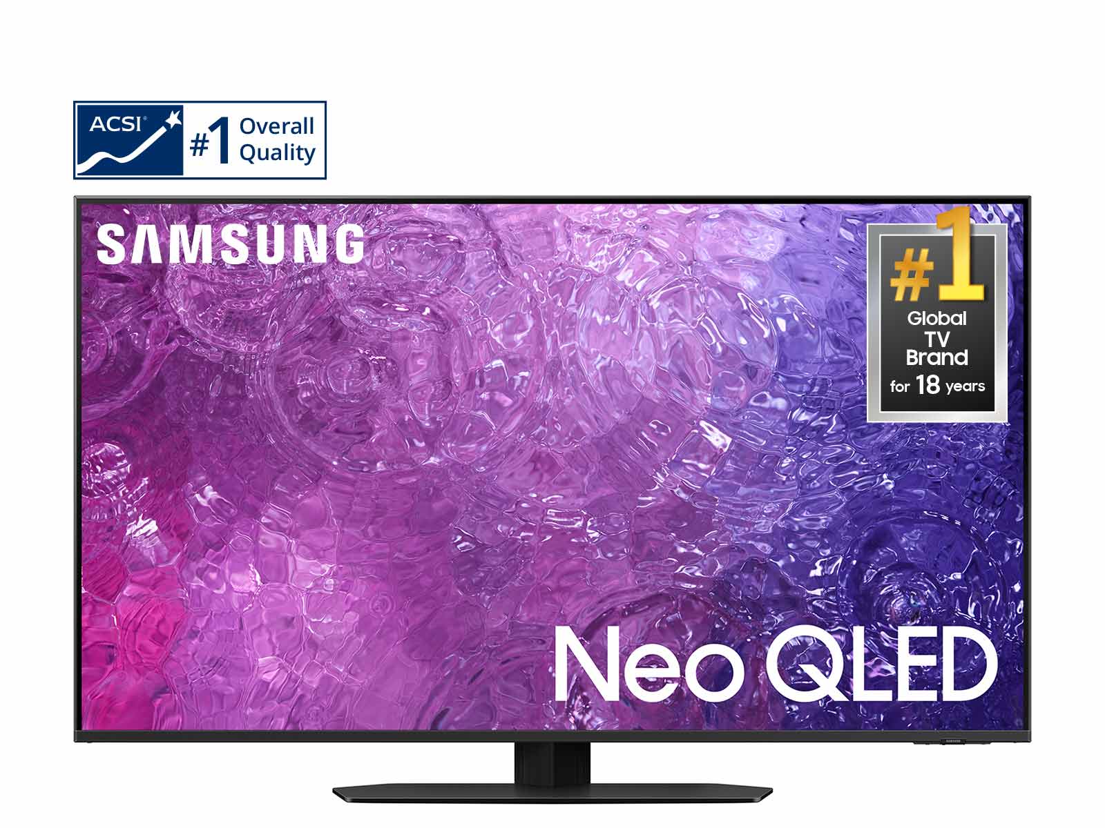 Samsung Neo QLED TV with sale banner highlighting discounts for early buyers