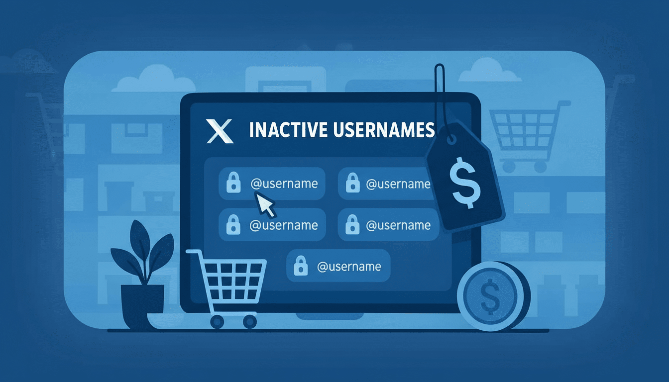 An illustration depicting inactive social media usernames, available for purchase or acquisition . T