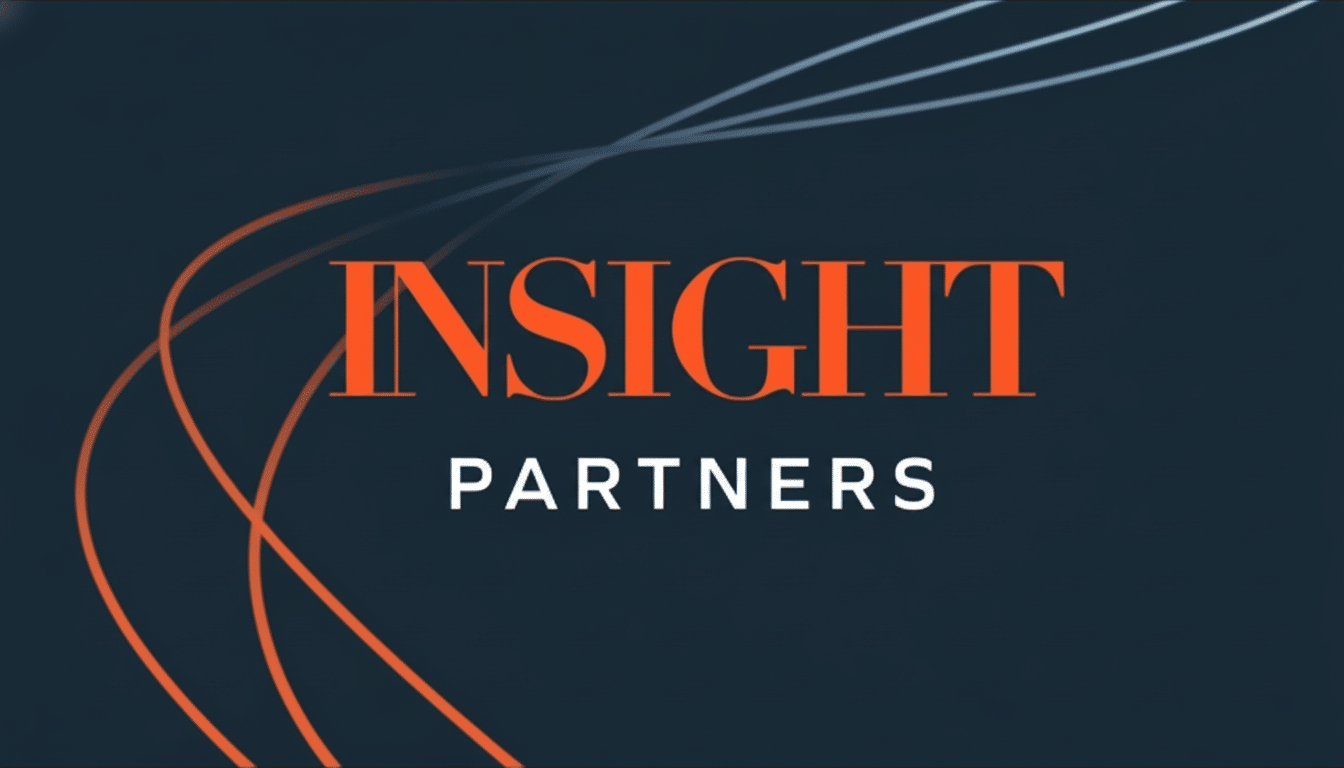 Insight Partners logo on a dark background with orange and white flowing lines.