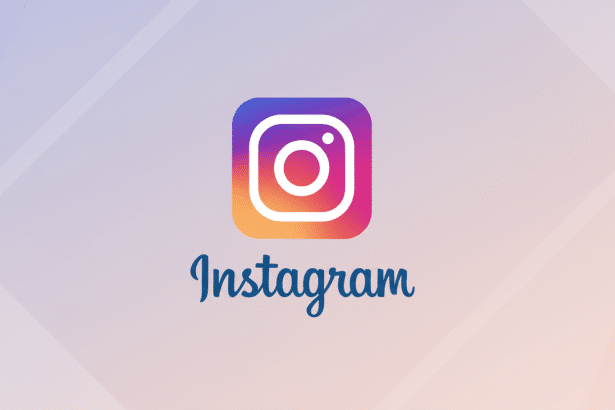 The Instagram logo and word mark on a professional flat design background with soft patterns and gradients. Filename : instagramlogo professional background.png
