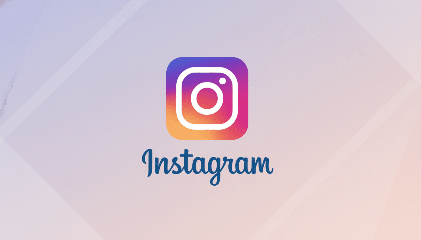 The Instagram logo and word mark on a professional flat design background with soft patterns and gradients. Filename : instagramlogo professional background.png