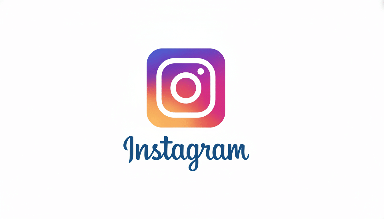 Instagram logo and word mark with a gradient background
