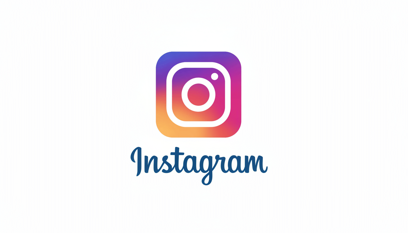 This is a 16: 9 aspect ratio image of the Instagram logo and word mark on a white background. Filena