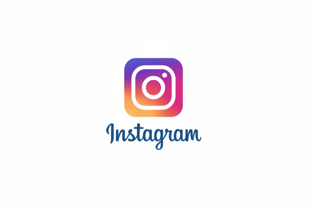 The Instagram logo and word mark on a white background, professionally resized to a 16:9 aspect ratio.