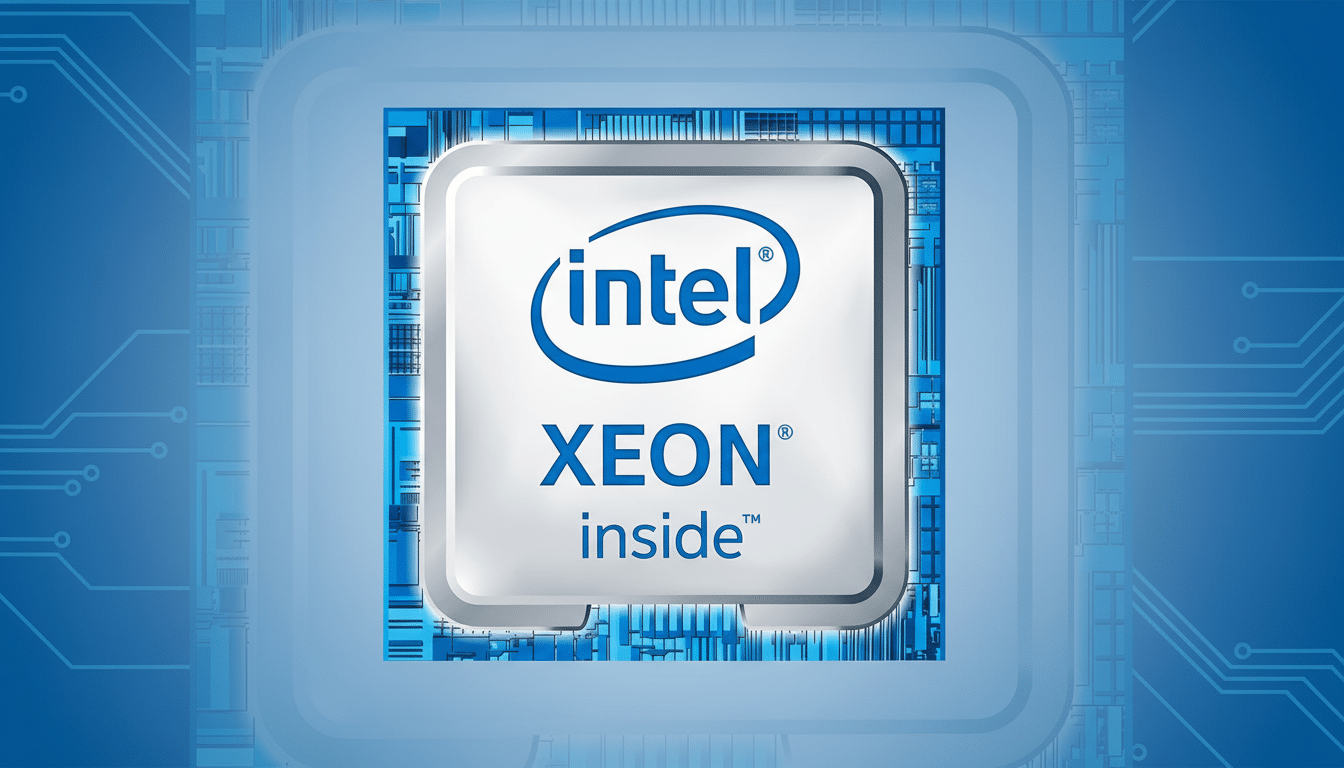 Intel Xeon inside logo on a professional blue background with subtle circuit patterns. Filename : intelxe onlogo professional background.png