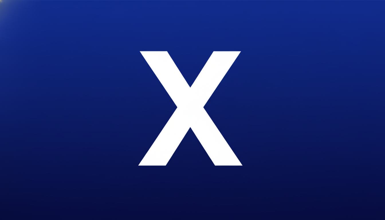 A white letter X on a dark blue background, resized to a 16:9 aspect ratio with a subtle gradient enhancement.