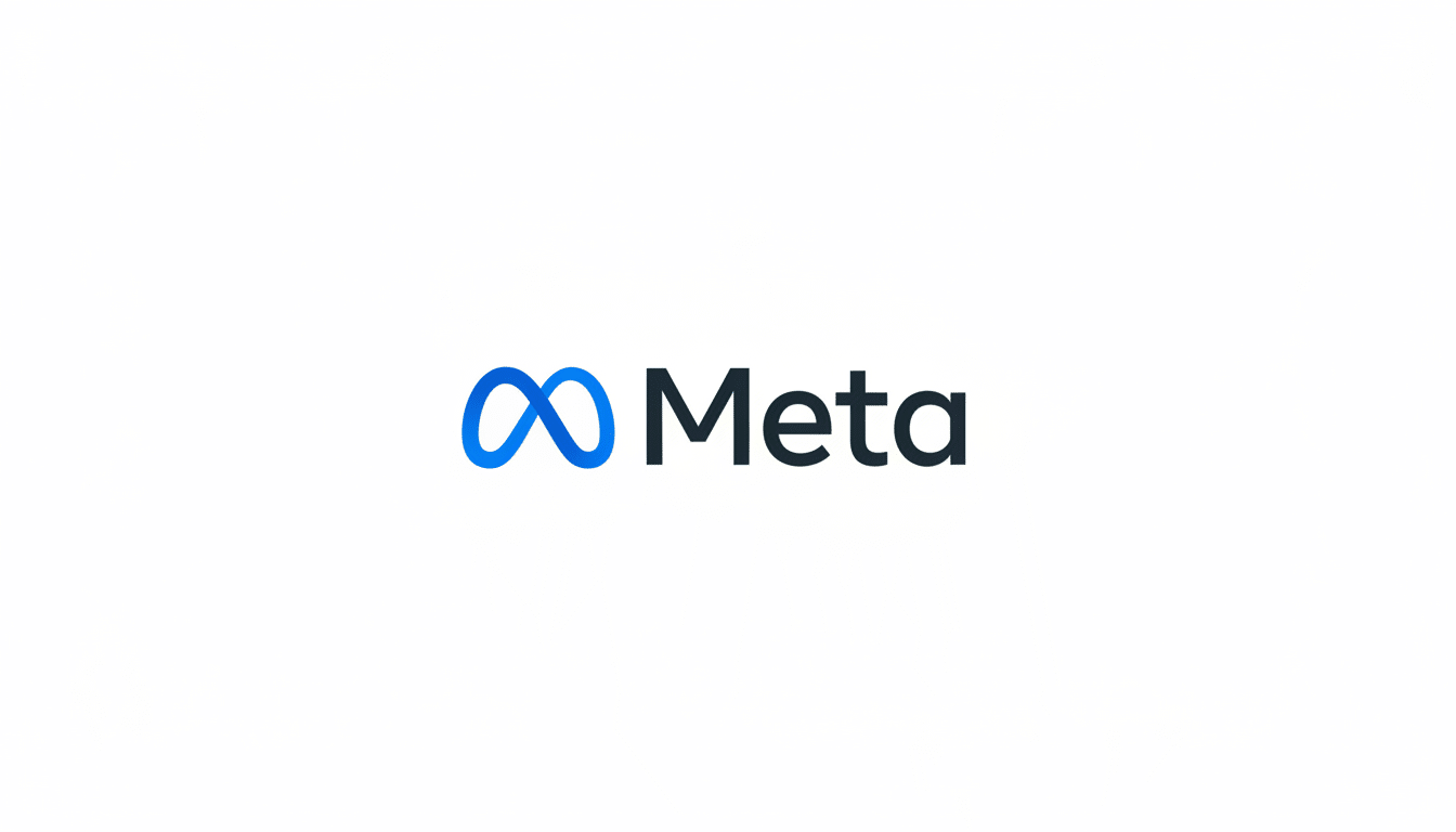Meta logo on a white background, resized to a 16: 9 aspect ratio.