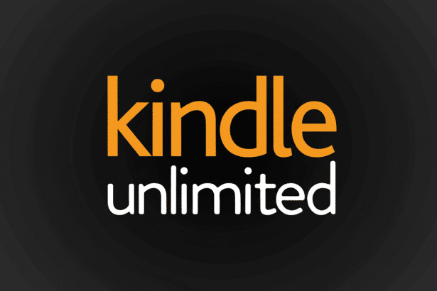 Kind le Unlimited logo against a black background. Filename: kindle unlimited logo.png