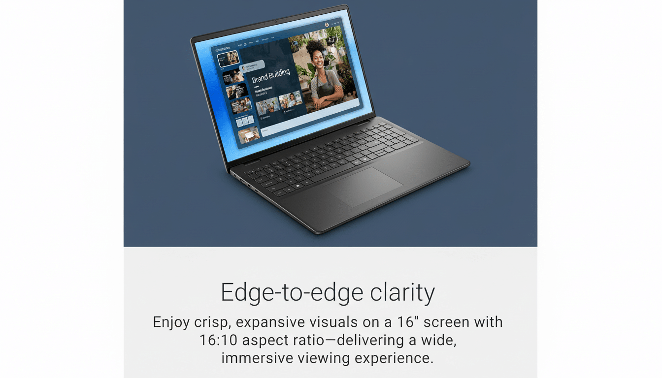 A black laptop displaying a video call with a woman on its screen, set against a dark blue background. Filename : laptop1 69 enhanced .png