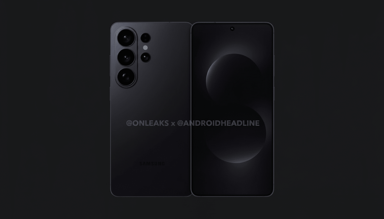 A professional image of the back and front of a black smartphone against a dark background, resized to a 16: 9 aspect ratio.