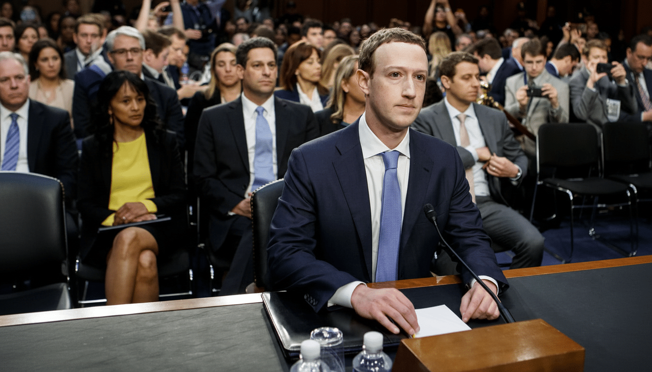 Mark Zuckerberg at a congressional hearing, resized to 16: 9 aspect ratio.