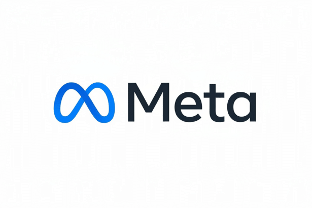 The Meta logo, featuring a blue infinity loop symbol next to the word Meta in black text, presented on a clean white background.