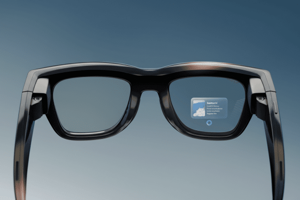 Smart glasses displaying information about Santorini, Greece. Filename : smartglasses santorini. png