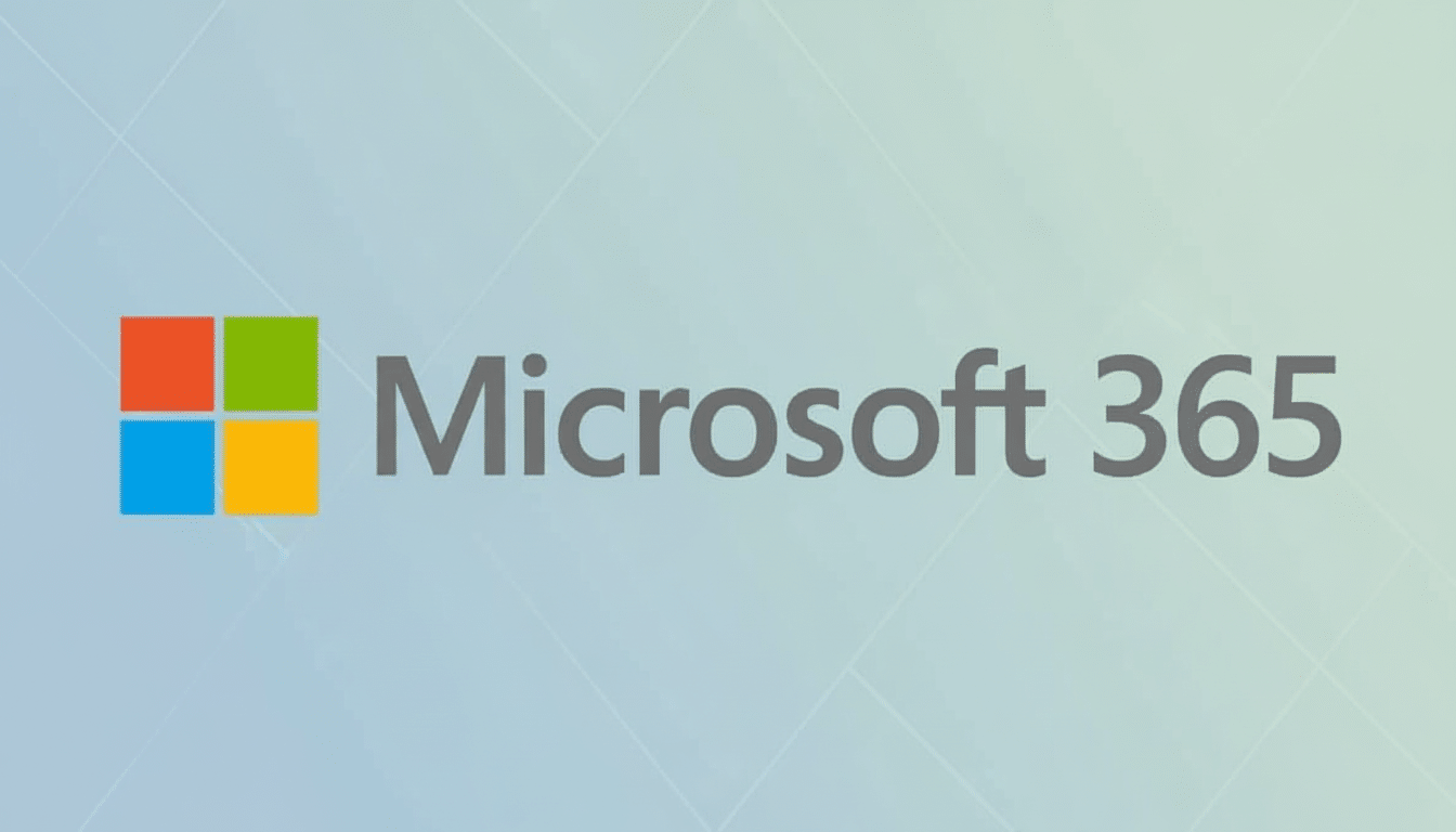 Microsoft 365 logo on a professional light blue gradient background with subtle geometric patterns. Filename : microsoft3 65logo enhanced.png