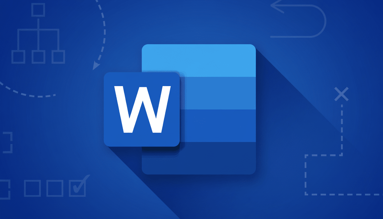 A professional , enhanced image of the Microsoft Word logo on a blue background with subtle line patterns, resized to a 16 :9 aspect ratio .