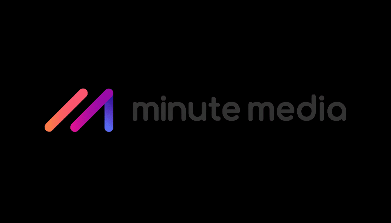 The Minute Media logo on a black background, featuring a stylized M with a gradient from orange to purple, next to the words minute media in grey.