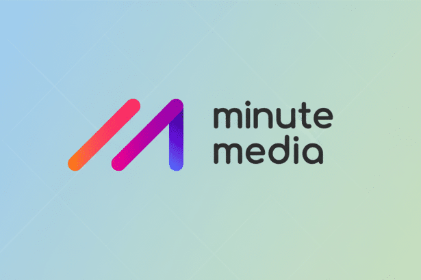 The Minute Media logo, featuring a stylized M with a gradient from orange to pink and then to purple, alongside the words minute media in dark grey te