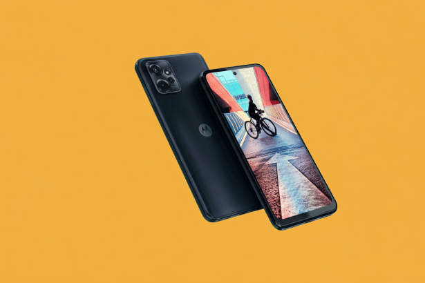 Motor ola mobile phone with a cyclist on the screen Filename: motorola phone cyclist. png