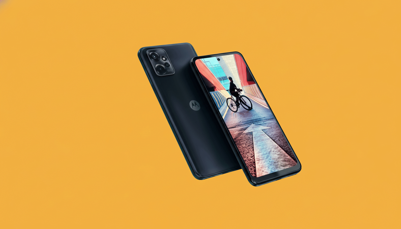 Motor ola mobile phone with a cyclist on the screen Filename: motorola phone cyclist. png