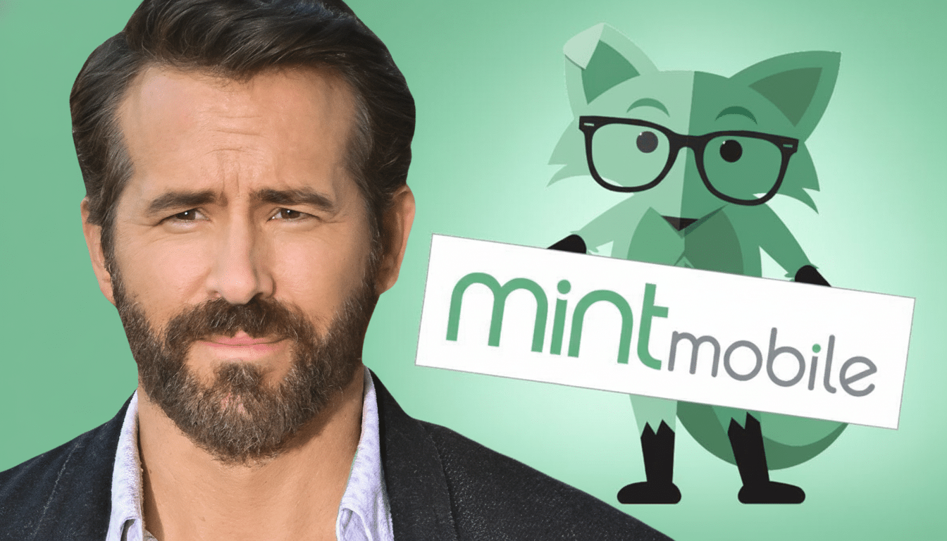 Ryan Reynolds next to the Mint Mobile fox mascot, with a green background. Filename : ryan reynolds mintmobile 1 69. png