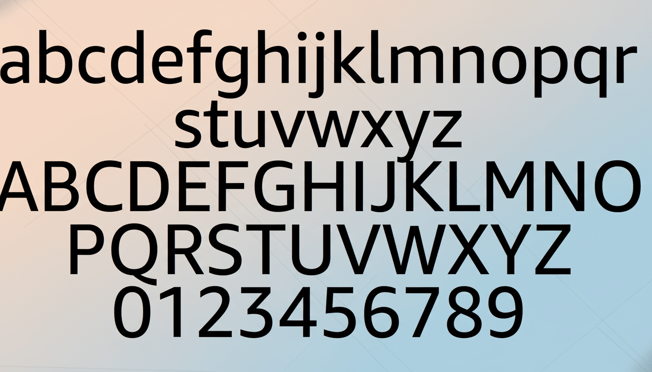 An image displaying the English alphabet in both lowercase and uppercase, as well as numbers 0-9, set against a professional gradient background with