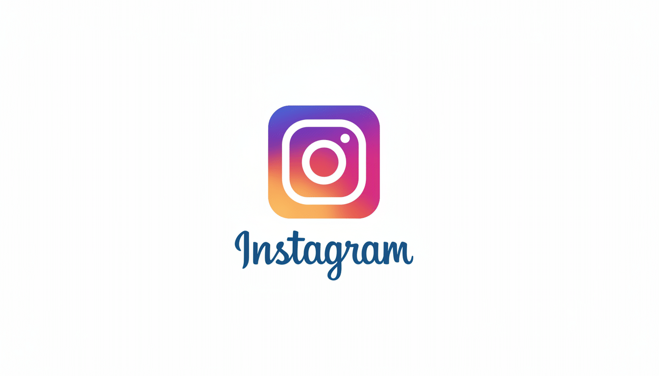 Instagram icon and logo resized to a 1 6:9 aspect ratio, centered on a plain white background. Filen