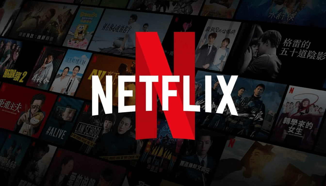 The Netflix logo in white text over a red N symbol