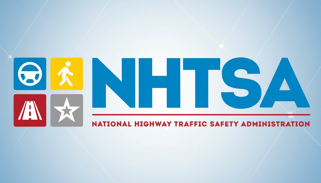 The NHTSA logo with an updated 1 6: 9 aspect ratio and a soft, professional blue gradient background with subtle abstract patterns.