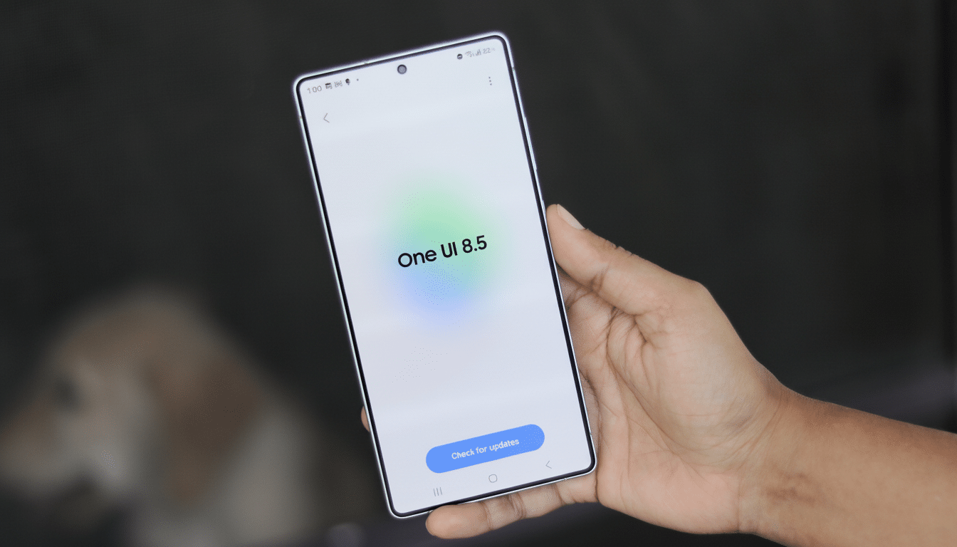 One UI 8. 5 update screen on a smartphone Filename: one ui8 5update screen.png