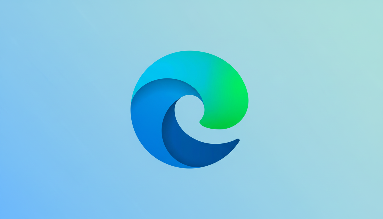 The Microsoft Edge logo, a stylized blue and green swirl resembling a wave or an e, centered on a soft, light blue gradient background.