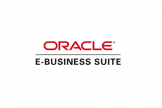 Oracle E- Business Suite logo on a white background.