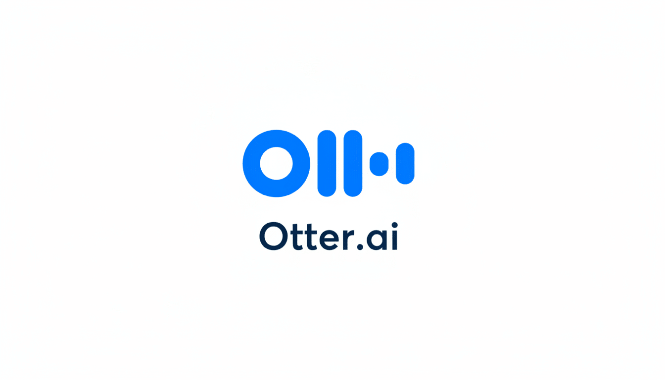 The Otter.ai logo, featuring a blue stylized symbol resembling sound waves or an abstract O with vertical lines, positioned above the text Otter.ai in