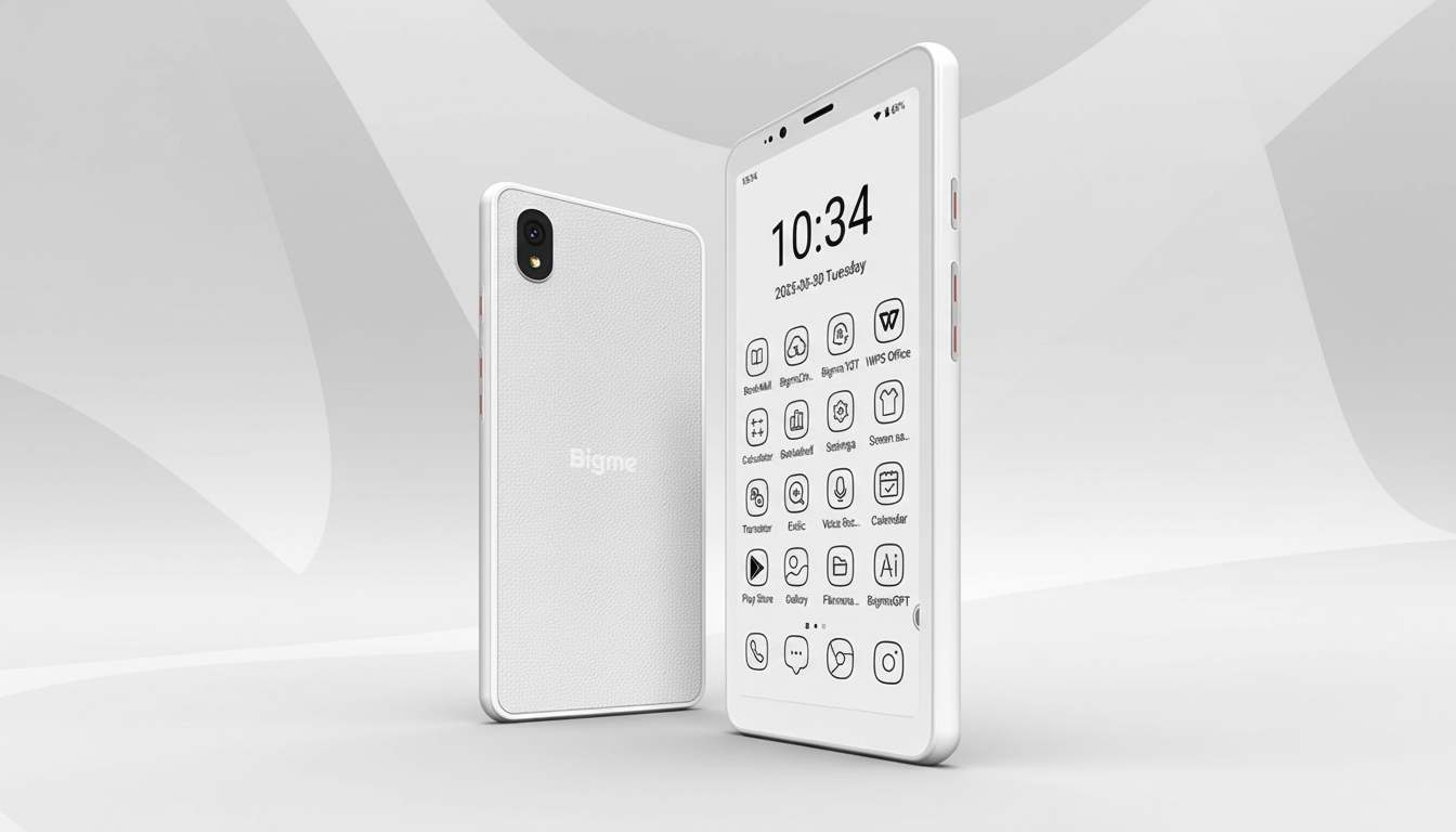 A white smartphone with a textured back and a screen displaying the time 10:34 and various app icons, presented on a professional flat design background with soft patterns.
