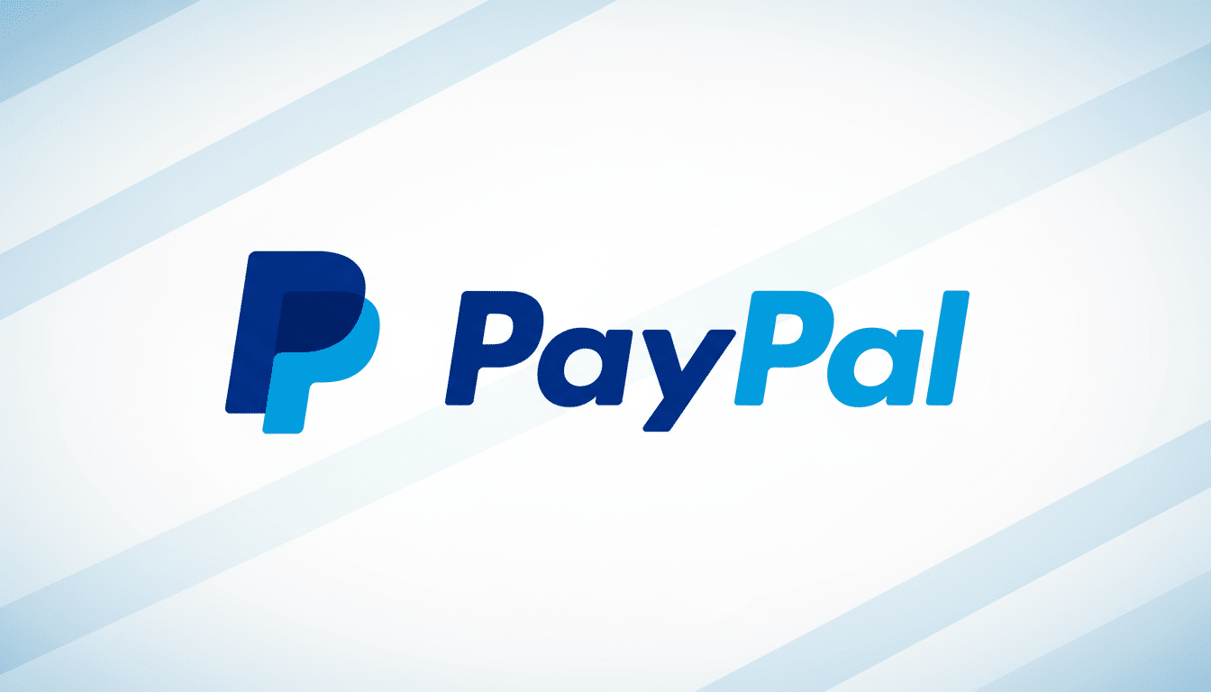 The PayPal logo, featuring a dark blue and light blue stylized P icon next to the word PayPal in a matching font, presented on a light blue and white