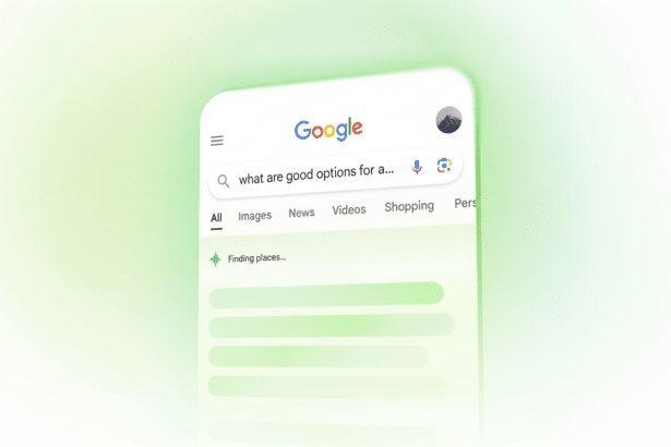 A Google search interface on a smartphone screen, showing a search query in progress and Finding places...
