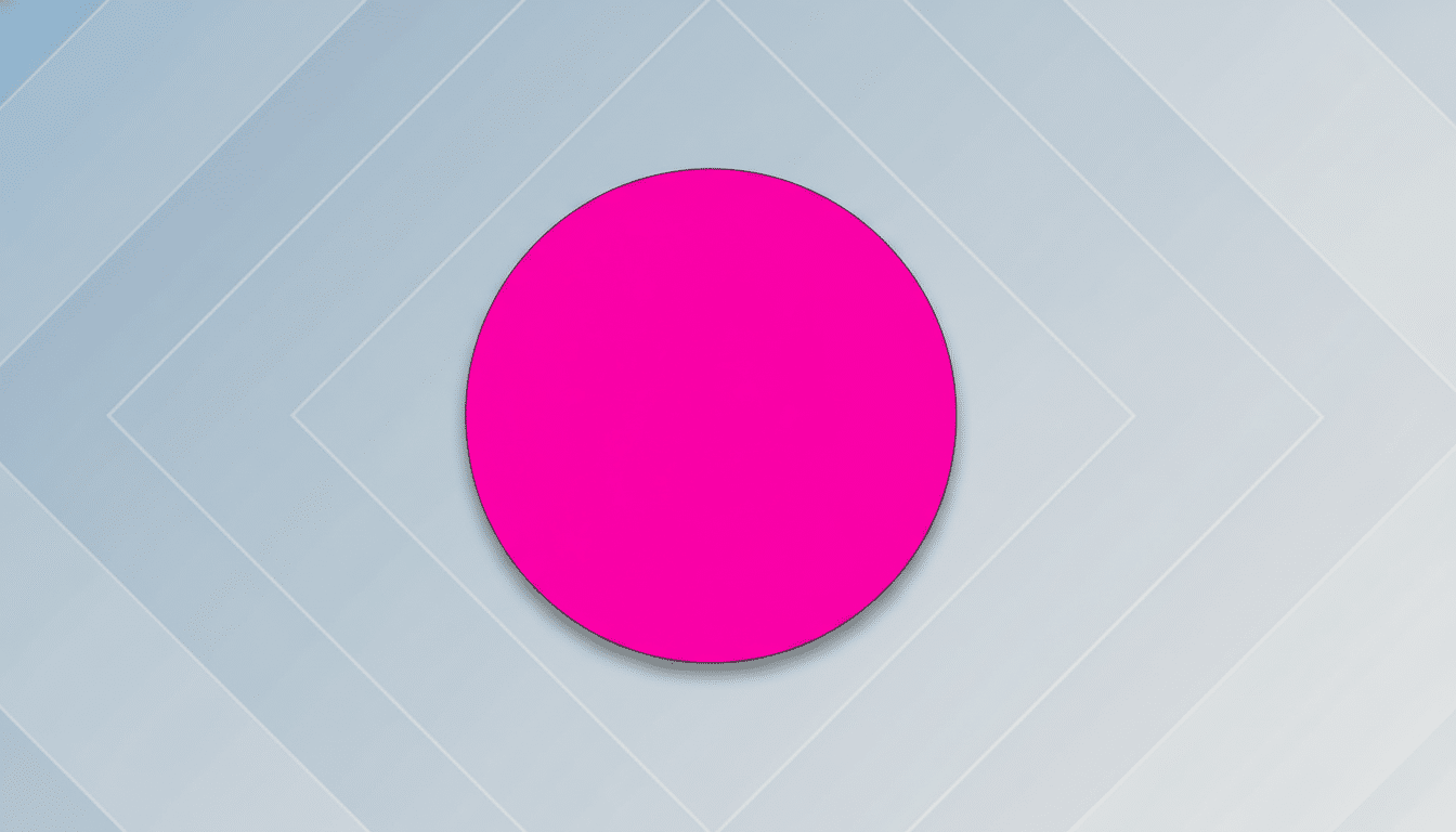 A vibrant pink circle with a subtle shadow, placed on a light gray background with a soft gradient and a repeating square pattern. Filename : pink circleprofessional background.png