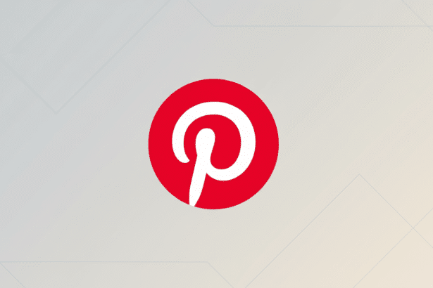 The Pinterest logo, a white stylized 'P ' inside a red circle, centered on a light gray and white gradient background with subtle geometric patterns. Filename : pinterestlogo professional . png