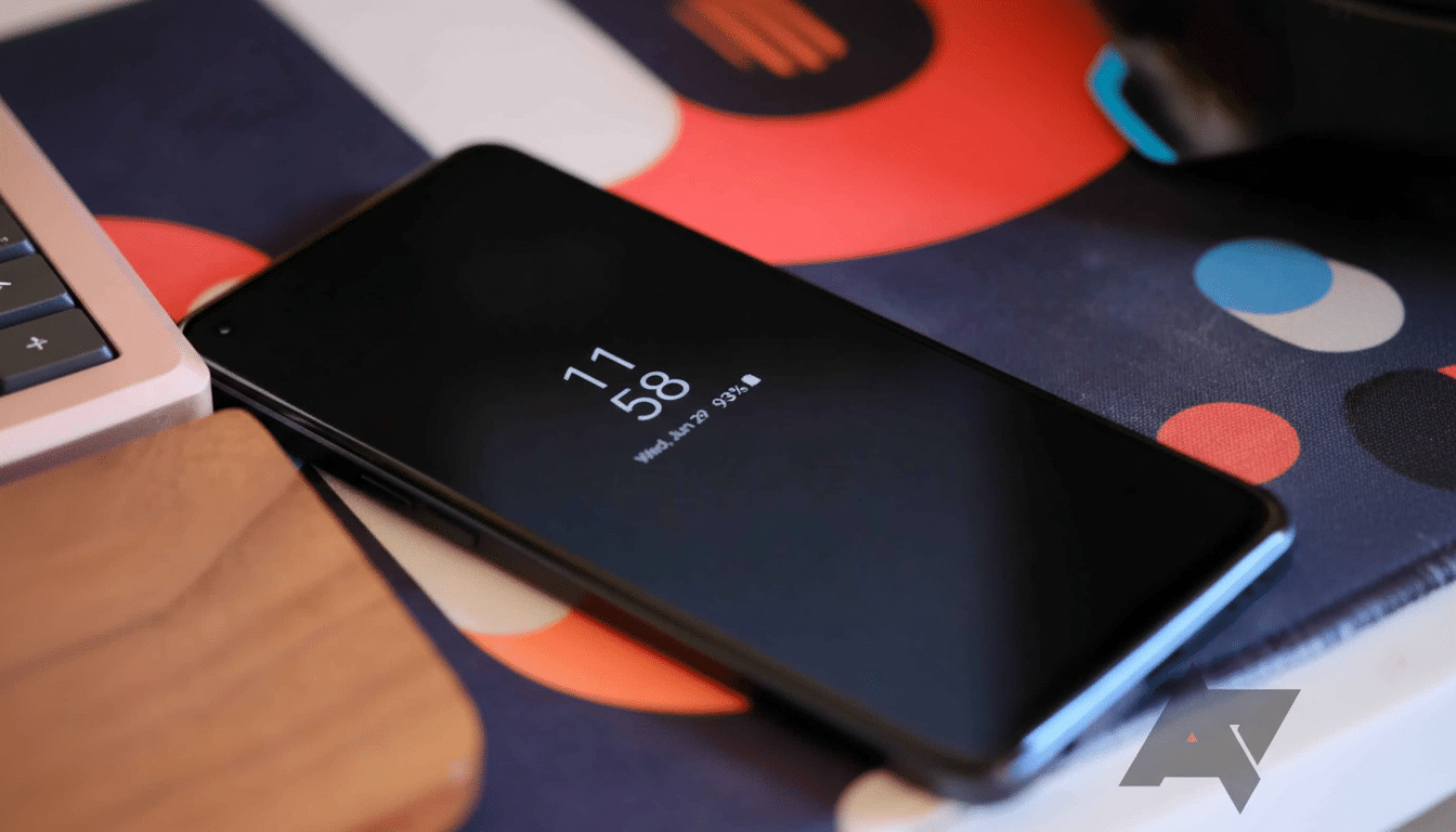 A dark smartphone displaying the time 1 1:58 , Wednesday , June 2 9, and 93% battery