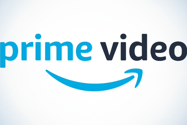 The Amazon Prime Video logo featuring prime in light blue and video in dark grey , with a light blue Amazon smile swo osh underneath , set against a subtle light grey gradient background.