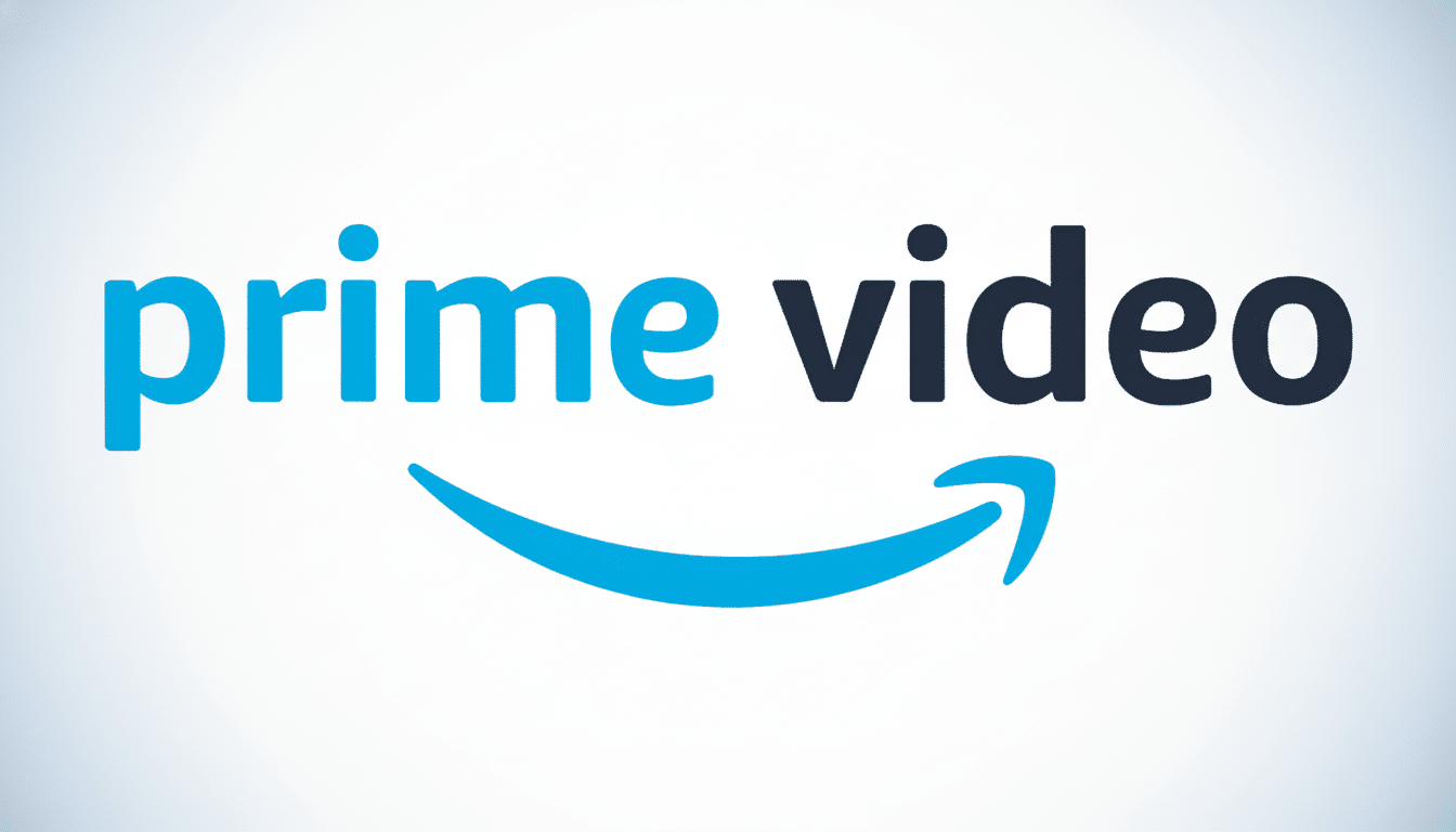 The Amazon Prime Video logo featuring prime in light blue and video in dark grey , with a light blue Amazon smile swo osh underneath , set against a subtle light grey gradient background.