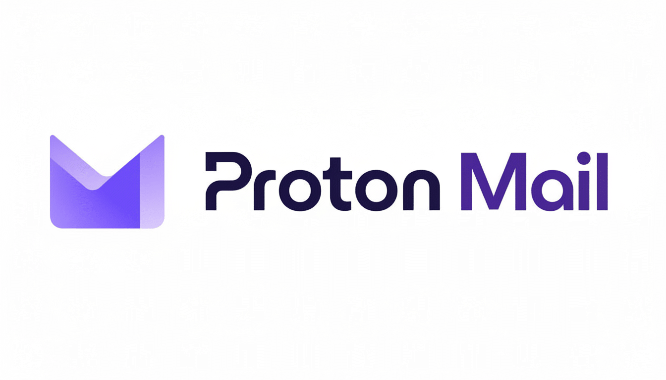 Proton Mail logo with a purple stylized M envelope icon and Proton Mail text in dark gray on a white background, resized to a 16: 9 aspect ratio.
