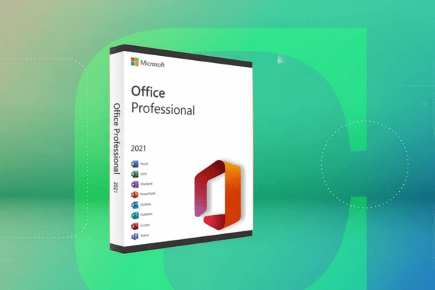 Microsoft Office Professional 20 21 software box with a gradient background .
