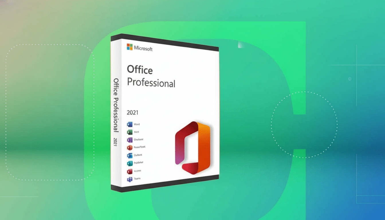 Microsoft Office Professional 20 21 software box with a gradient background .