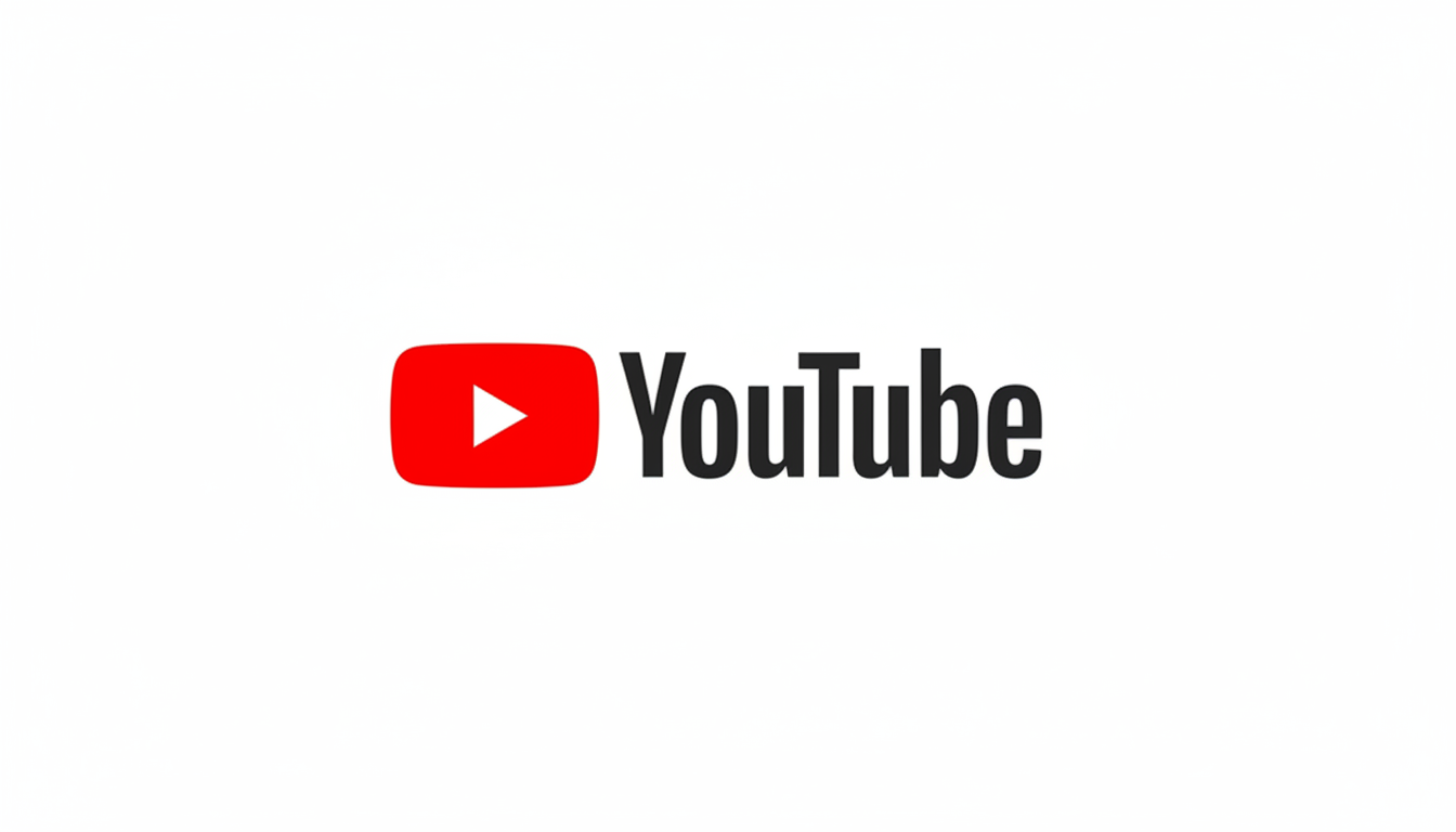 The YouTube logo, featuring a red play button icon next to the word YouTube in black text, centered on a white background with a 16:9 aspect ratio.