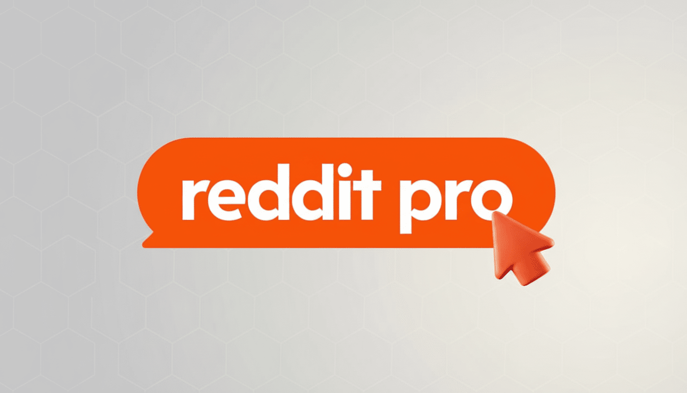 The Reddit Pro logo, featuring the word reddit pro in white letters on an orange speech bubble shape, with a 3D orange cursor pointing at the o in pro