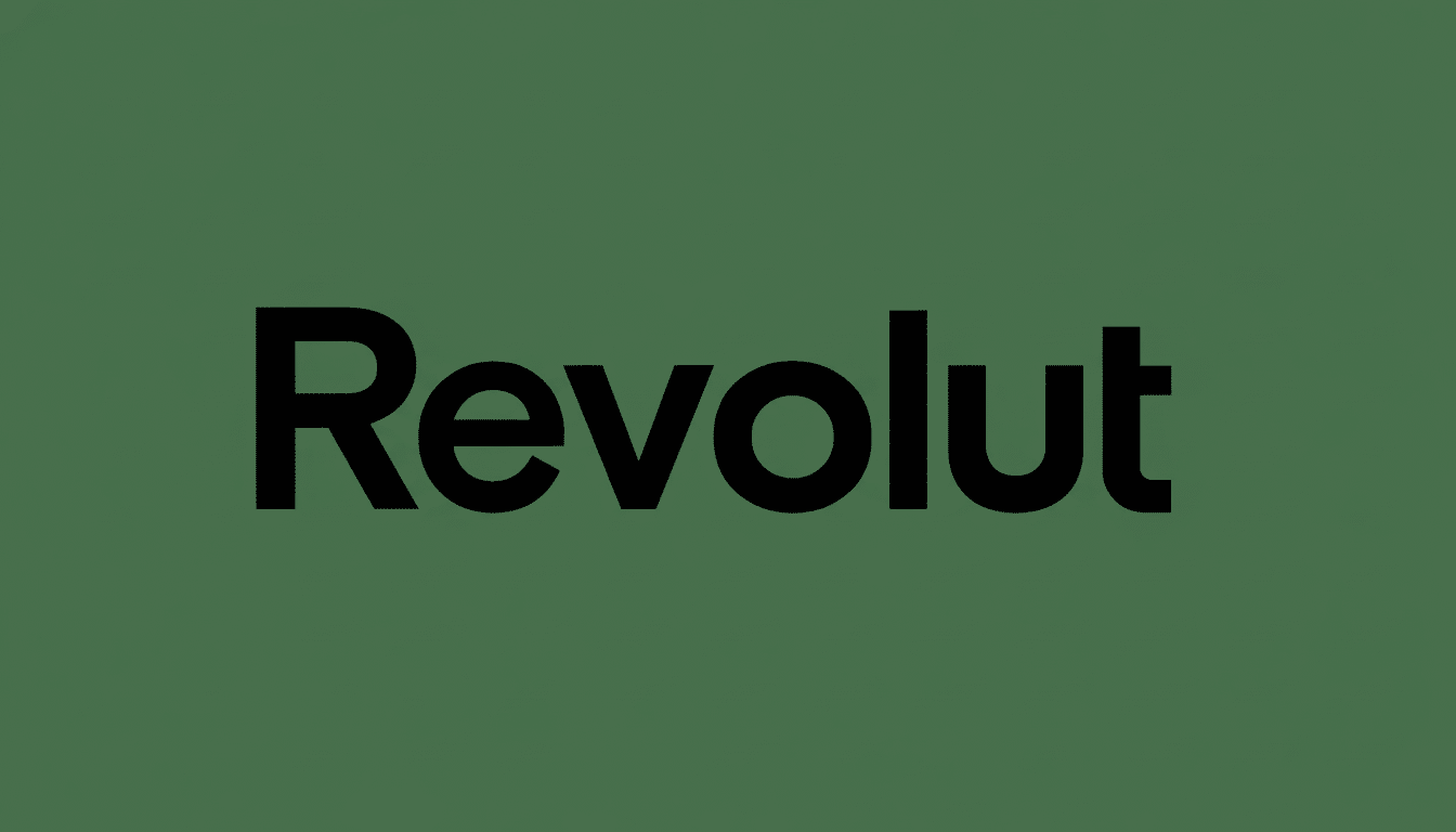 The Revol ut logo, black text on a dark green background, resized to a 16: 9 aspect ratio.