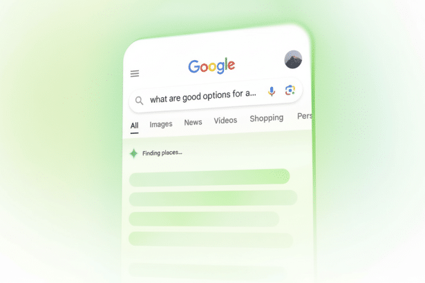 A close-up of a smartphone screen displaying a Google search results page, with the search query what are good options for a... in the search bar. The