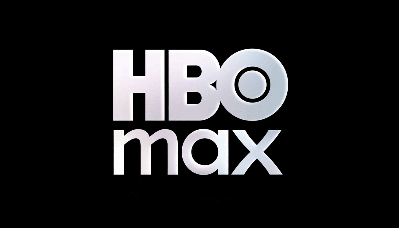 The HBO Max logo, featuring the word HBO in large, glossy white 3D letters stacked above max in smaller, similar styling, all set against a solid blac